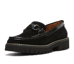 DONALD PLINER Women's Helio Loafers Size 7.5 Black Calf Suede NIB